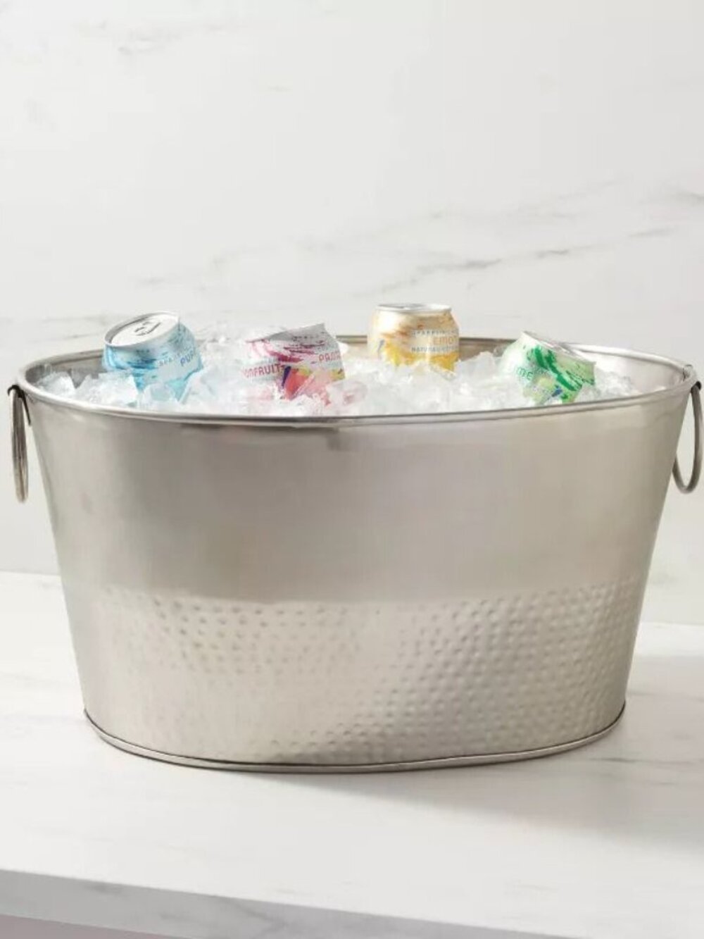 23.5L Stainless Steel Hammered Metal Oval Beverage Tub ‎ - Target